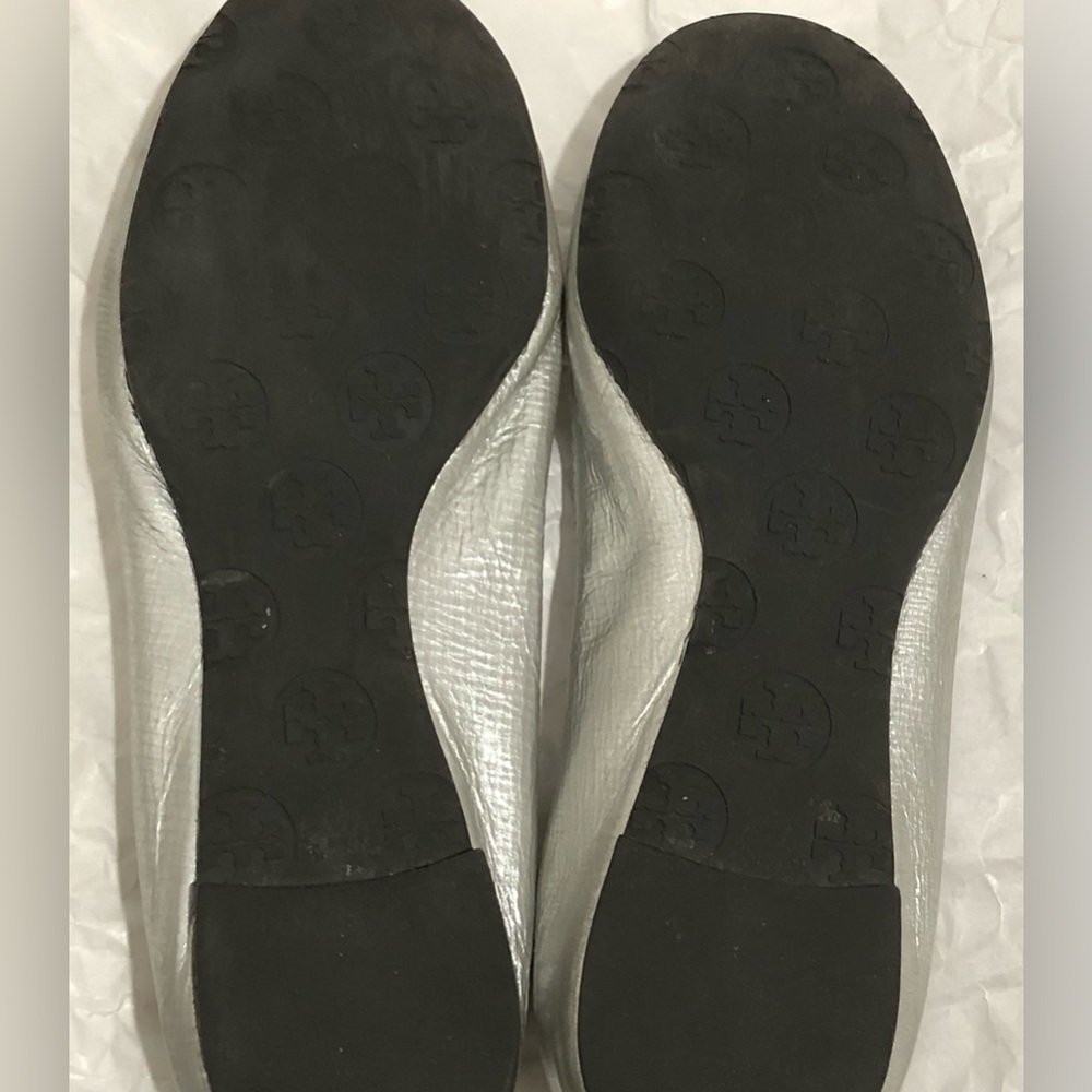Tory Burch Metallic Silver Loafers - Picture 9 of 9